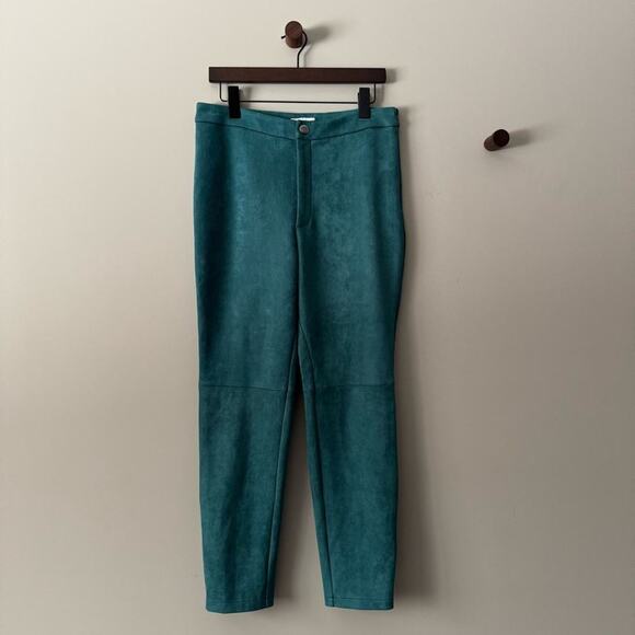 AVEC LES FILLES ANTHROPOLOGIE TEAL FAUX SUEDE PANTS SIZE SMALL - Picture 1 of 9
